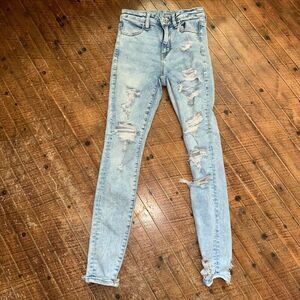 American Eagle destroyed 2 acid wash super hi-rise jeggings